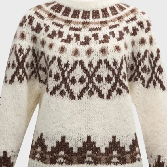 FRAME NWT WHITE ALPACA FAIR ISLE SWEATER SIZE L - Picture 1 of 14